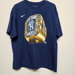 Nike Team New York‎ Yankees Championship Ring Graphic T-Shirt Men's L Blue